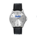 Clarity Men's Silver-Tone Leather Strap Watch